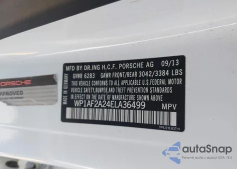 2014 Porsche Cayenne из США, поврежденный, VIN WP1AF2A24ELA36499